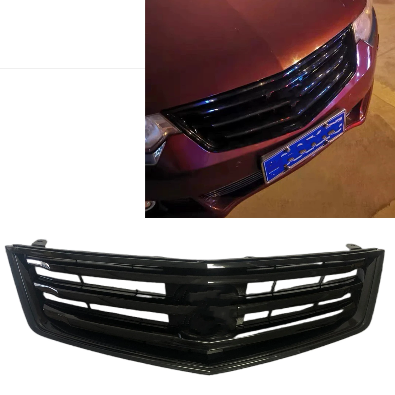 Dla HONDA ACCORD EURO CU1 CU2 TSX 2008-2011 Przednia Kratka Grill Wyścigowy Górny Zderzak Samochodowy Maskownica Siatka Kratka