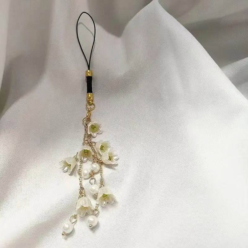 🔈 1 pièce Cordon de téléphone à pompon Muguet, nouveau style chinois, breloque antique, pendentif anti-perte, facile à transporter, Happiness Returns