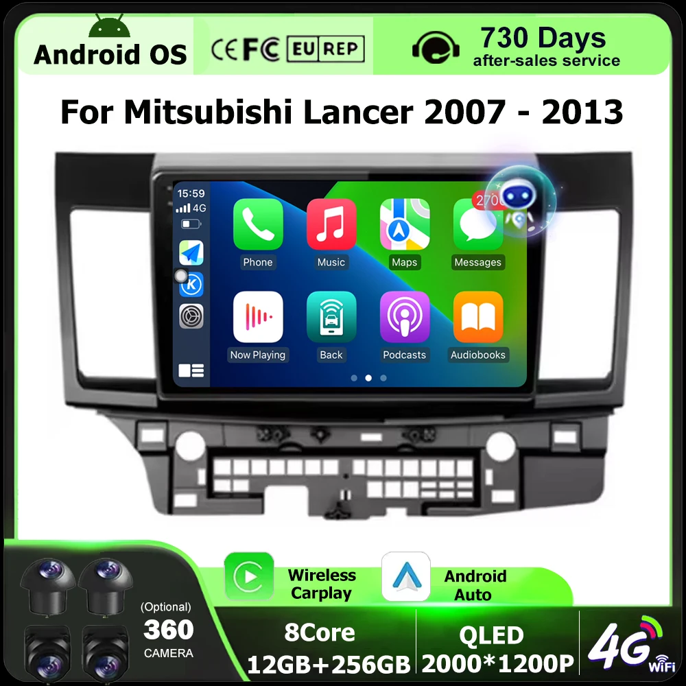 

9 Inch For Mitsubishi Lancer 2007-2013 Android Auto Car Radio Stereo Multimedia Player GPS Navigation Wireless Carplay 4G BT DSP