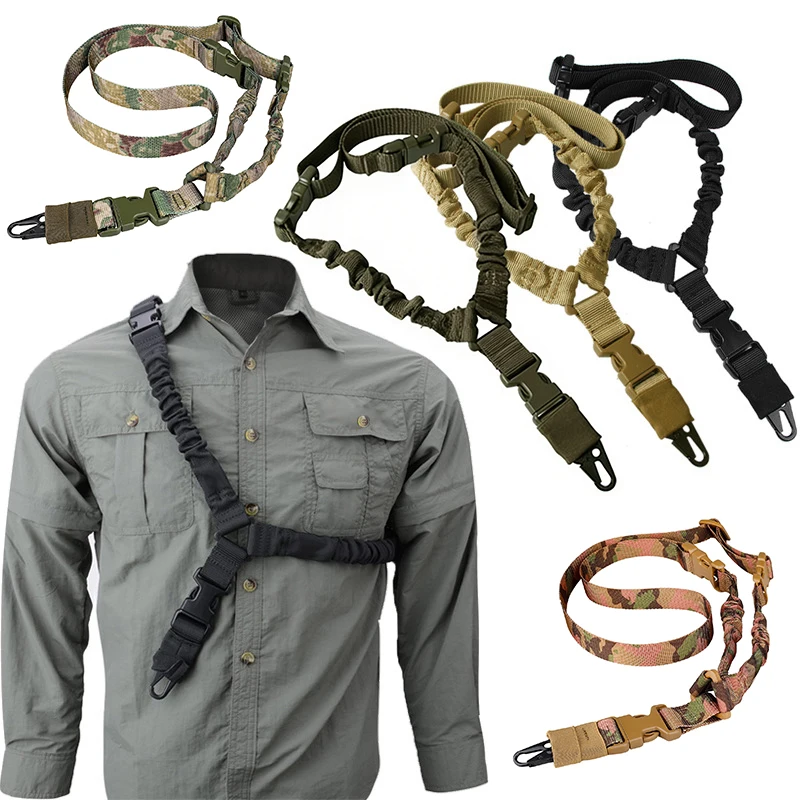 

Military Shooting Tactical Gun Shoulder Strap Belt Adjustable Single Point Bungee Airsoft Rifle Sling Hunting Hiking Accessories