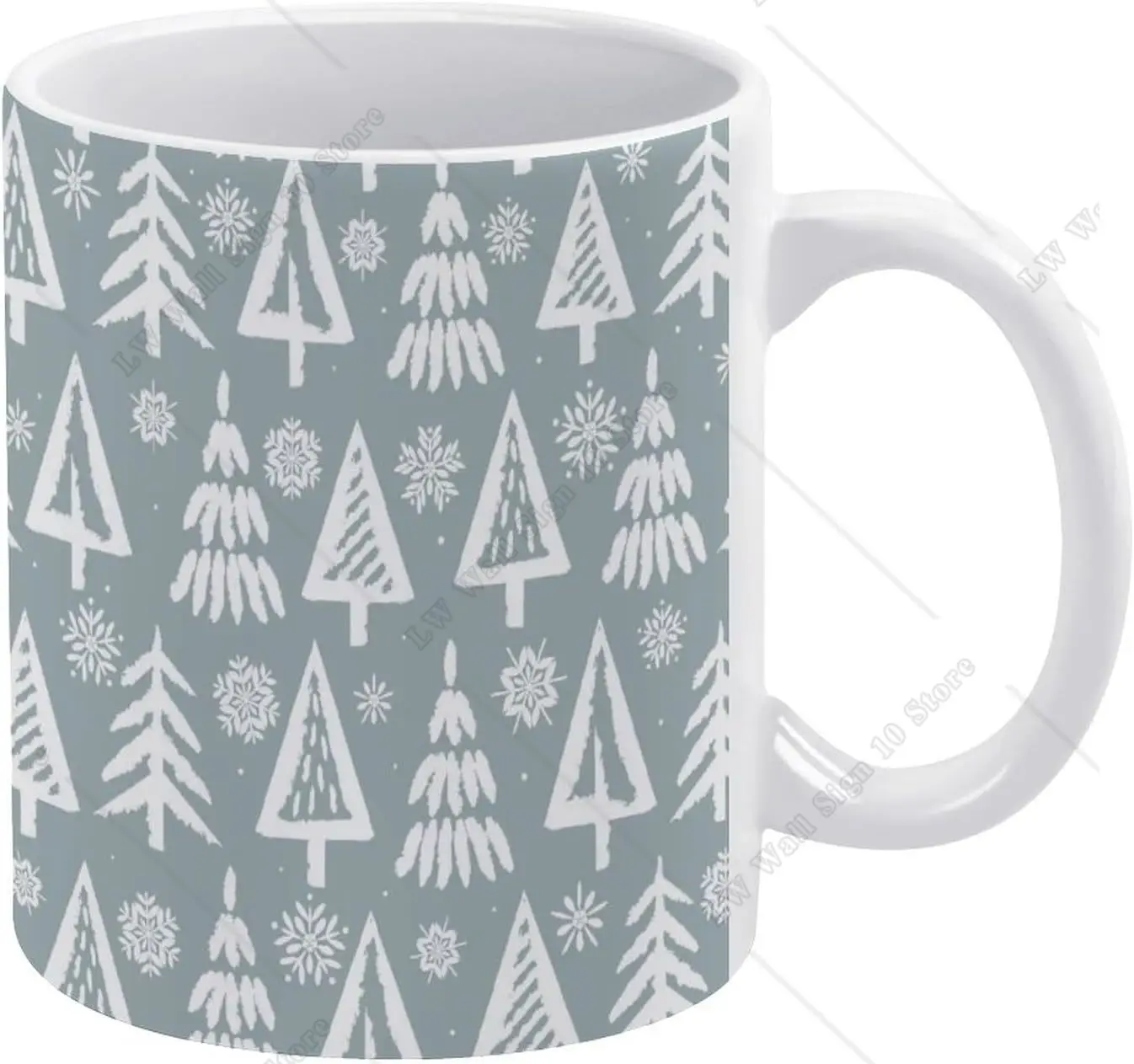 

Silver Christmas Trees Snowflakes Mug Coffee Mug Ceramic Mug Drinking Cup with Handle Coffee Cup 11oz for Office Home Gift