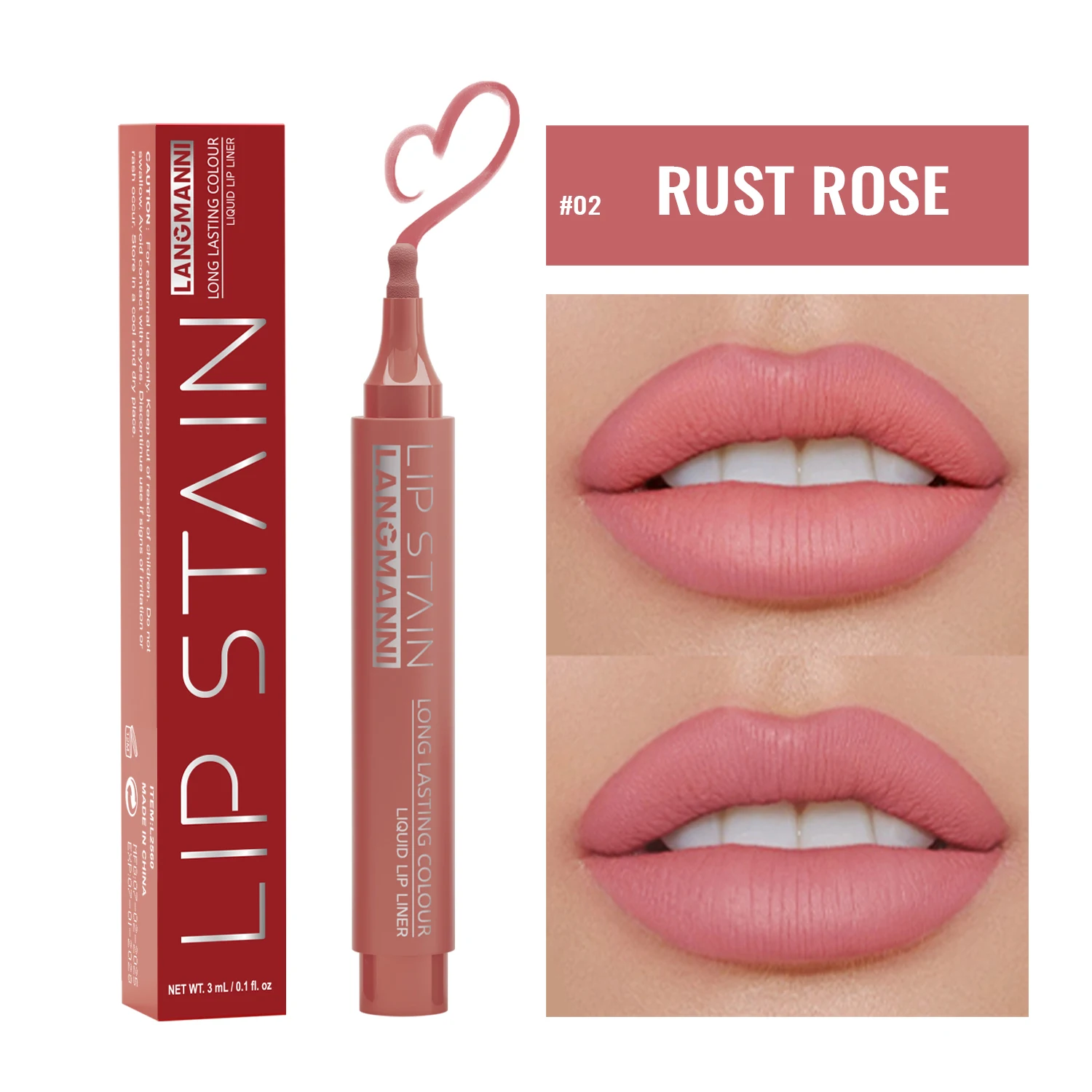 LANGMANNI  Six-color matte velvet liquid lip liner pen for lip line definition, lip shape correction, and lip tinting