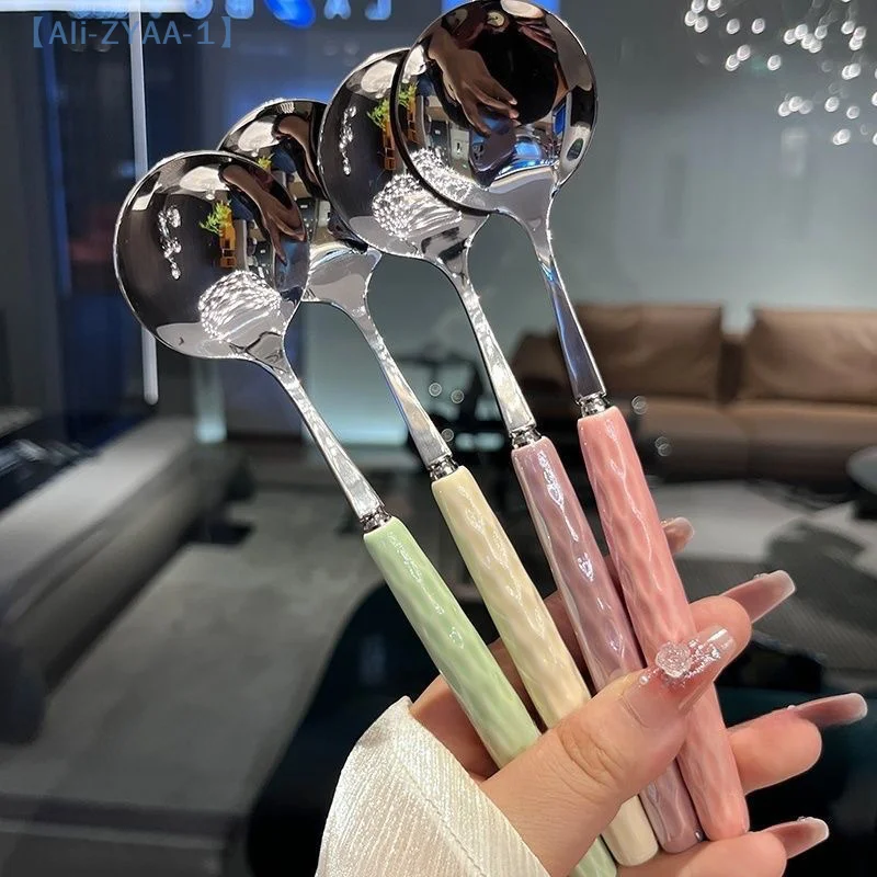 

【ZYAA-1】Stainless Steel Coffee Spoon Teaspoon Long Handle Dessert Ice Cream Spoon Cake Spoon Tableware Kitchen Gadgets