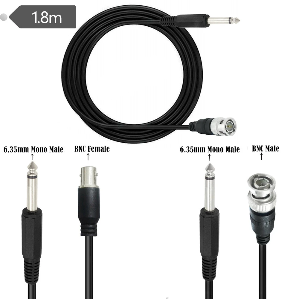 1.8M BNC Male to 6.35mm 1/4 Inch Mono TS Male Audio Cable Bidirectional Adapter Cord For Antenna Audio Signal Transmission Wire