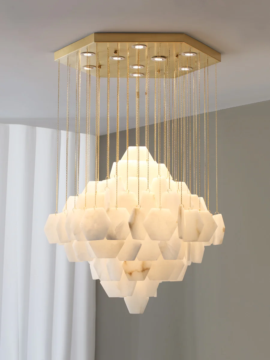 

Modern Artsy Hanging Lamps For Ceiling Villa Shop Hotel Luxury Pendant Light Minimalist Natural Stone Chandelier Loft Room Decor