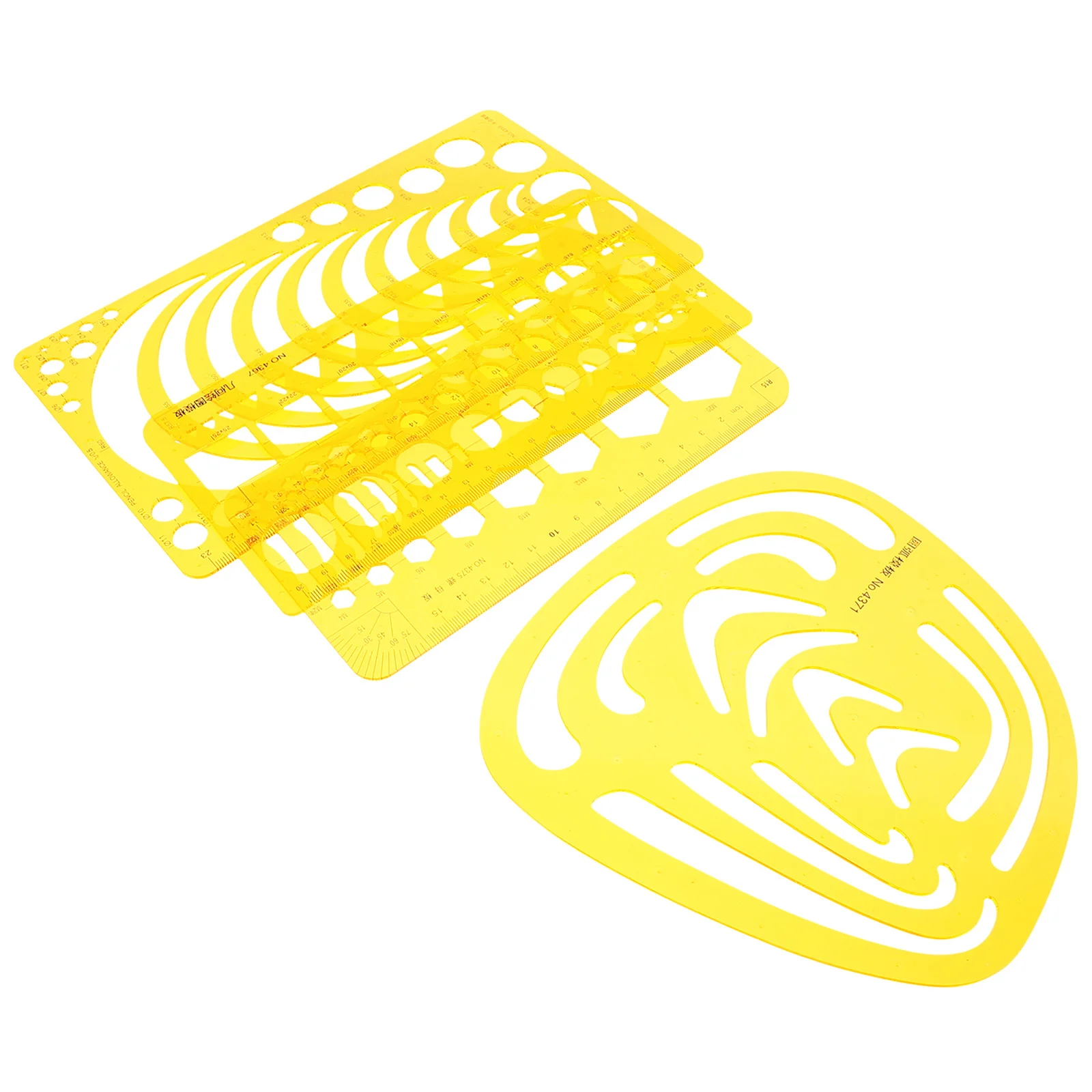 مجموعة مسطرة قالب منحنية مكونة من 4 قطع أداة قياس خطة موسعة برتقالية شفافة لعمارة تصميم الرسم