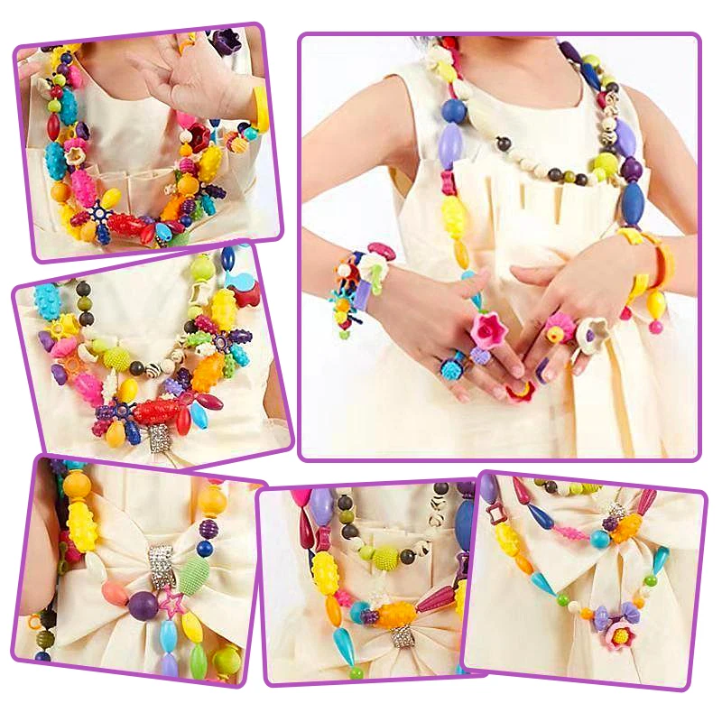 DIY Handmade Bead Necklace Puzzle Toy Unlimited Creative Bead Safety Multifunctional Popular Bead Children's Bead Toy Girl Gifts