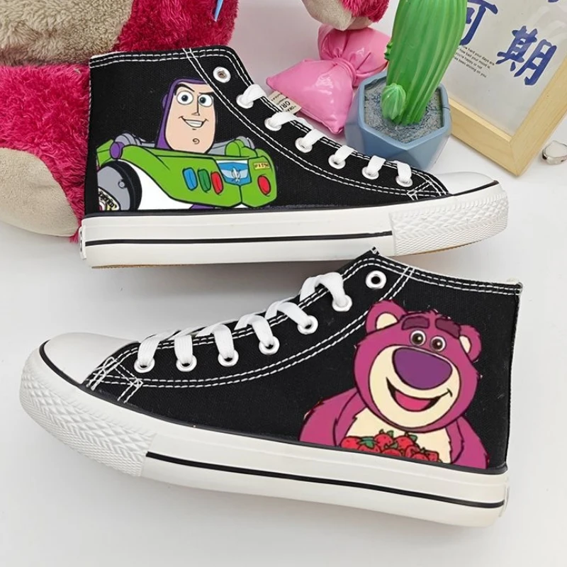 Disney Toy Story Canvas Shoes Cosplay Anime Figure Buzz Lightyear Alien Graffiti Print Sneaker Women Men Casual Cartoon Shoes