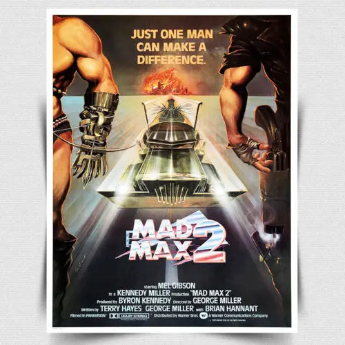 MAD MAX 2 METALLSCHILD WANDPLAKAT Filmplakatdruck Mancave Kino 80er-Jahre-Aluminium
