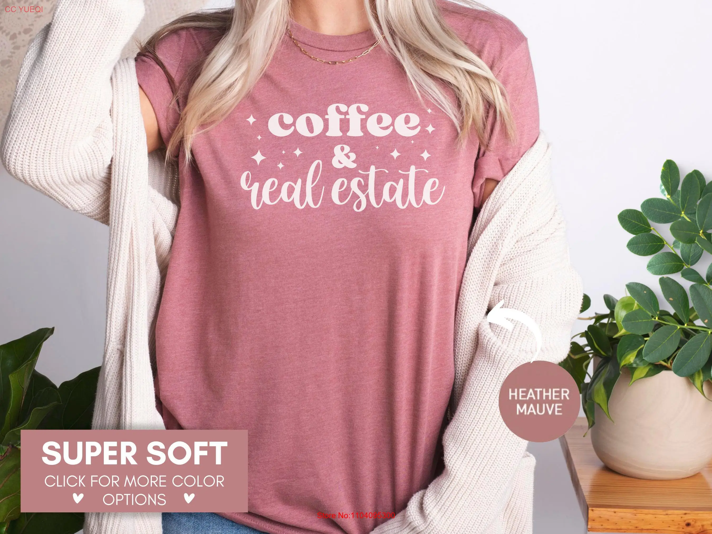 

Coffee and Real Estate T Shirt For Realtor Cute Future New Birthday Agent long or short sleeves