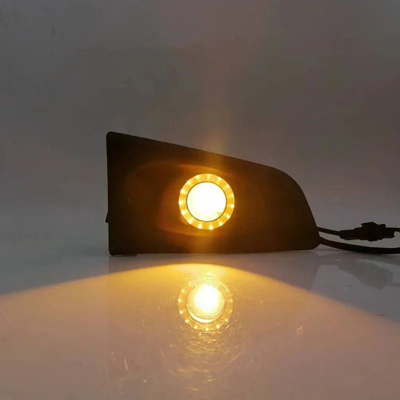 LED Fog Lights Assembly For Honda Jazz Fit GE6 GE8 2008 2009 2010 Front Bumper Fog lamp Replacement Angel Eye Daylight Kits