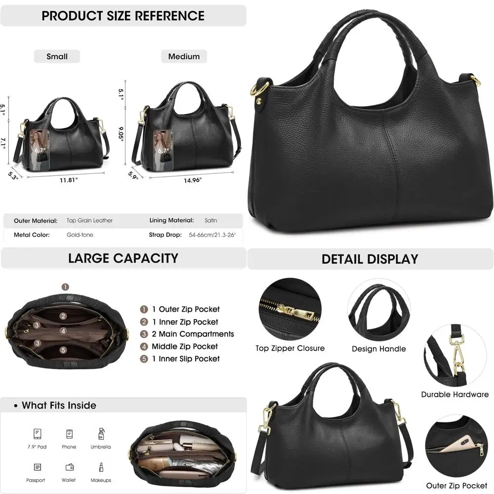 

Women's Trendy Crossbody Bags, Soft Satchel Shoulder Bags, Medium Size Purses for Everyday Style