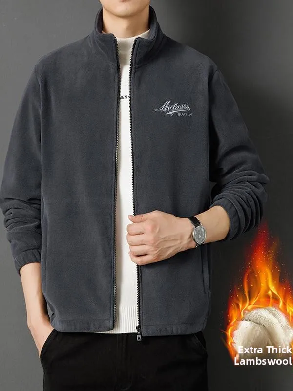 

Men's Winter Thiened Fce Lined Cotton Jaet Casual Lamb Velvet Windproof Stand Collar Loose Fit Urban Sle Long Sve...