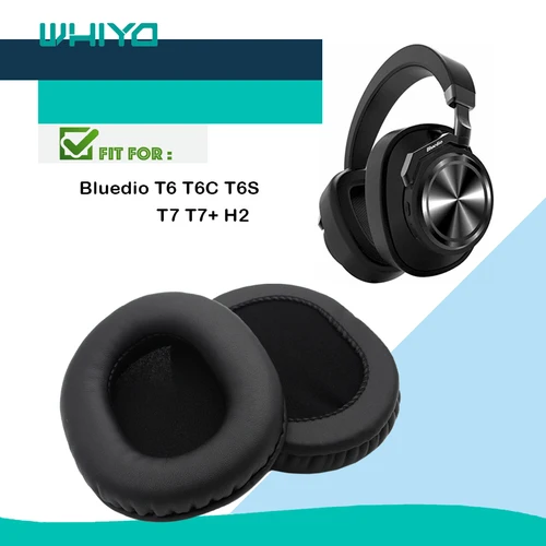 Imagen 1 del producto Whiyo 1 par de almohadillas de repuesto para auriculares Bluedio T6 T6C T6S T7 T7 + H2 H1, funda de cojín, almohadillas, accesorios para orejeras