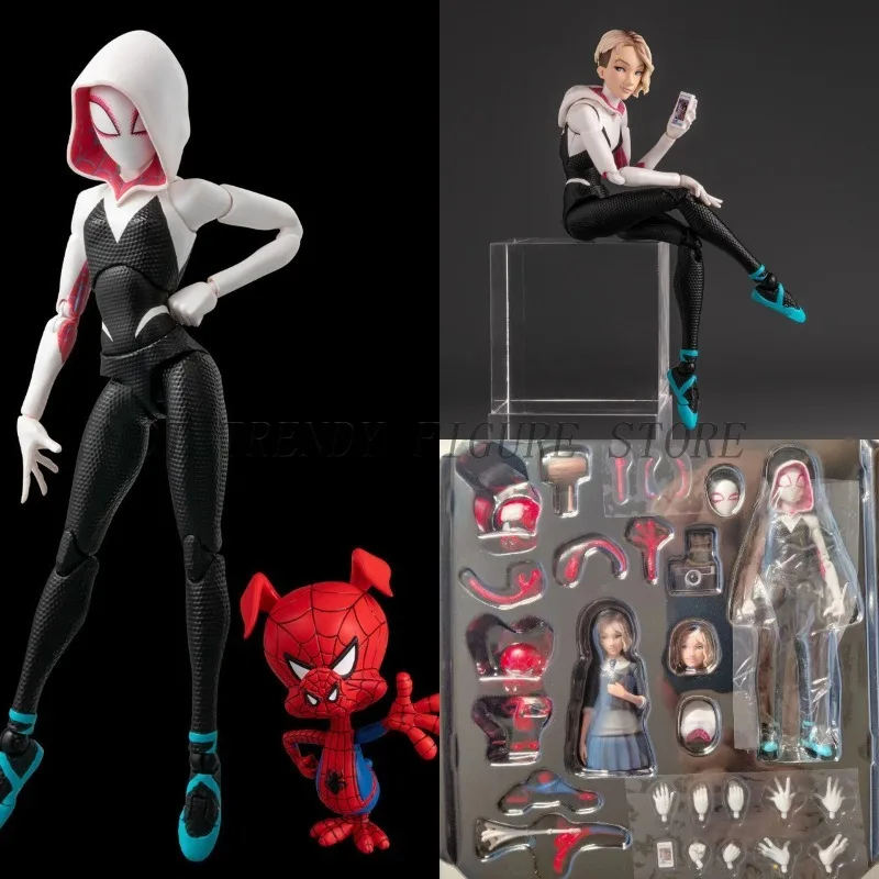 13cm Sv Action Spider Man Gwen Stacy Action Figure PVC Spider Gwen Into The Spider Verse Miles Morales Model Ornament Toy Gifts