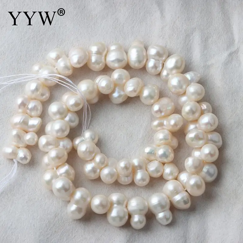 Natural Freshwater Pearls Loose Pearls Beads 9-10mm White Stacked Hole Zucchini Baroque Pearl DIY Material Jewelry Accessories