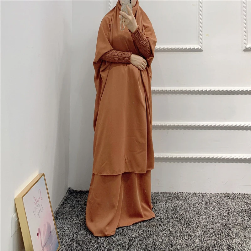 

Women Prayer Garment 2 Piece Set 2024 Ramadan Eid Hooded Khimar Abayas Islamic Clothing Abaya Hijab Dress Niqab Kaftan Robe Gown