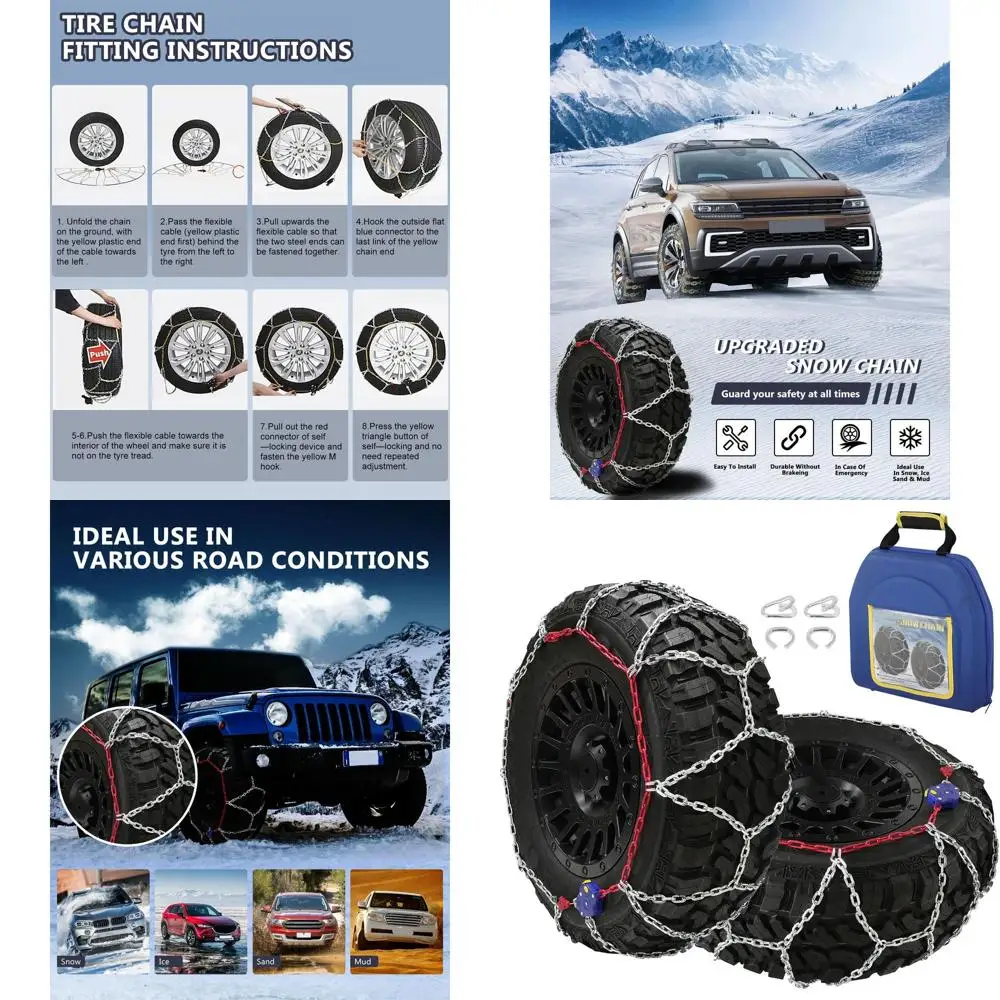 

Снежные цепи для автомобильных пикапов, внедорожников, универсальная аварийная тяговая цепь для шин, противоскользящие утолщенные шины, ширина 255 265 275