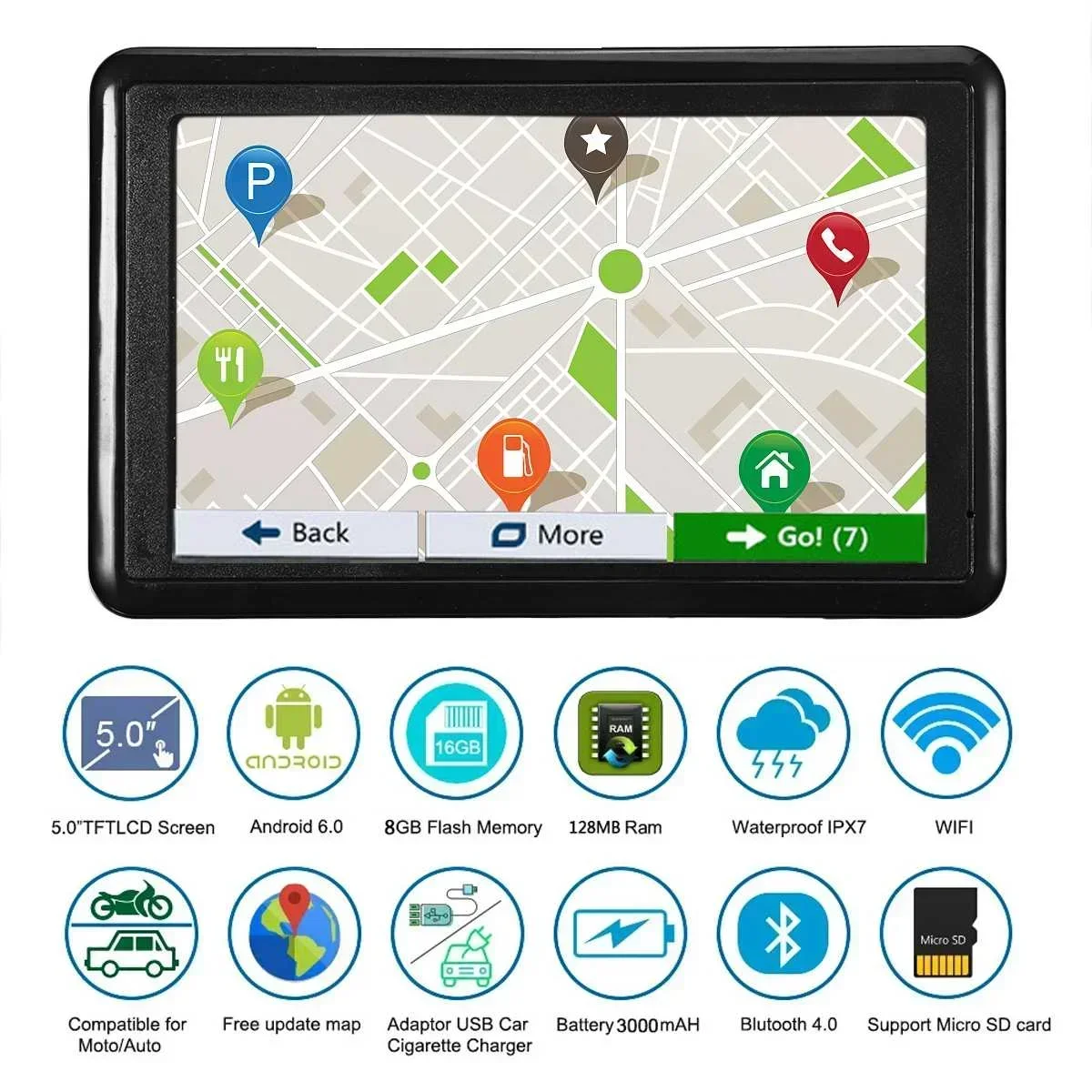 

7 inch HD Truck Car Vehicle GPS Navigation 128M RAM 8gb Touch Screen Support Russia/EU/ America/Canada/Southeast Asia/AU NZ Maps