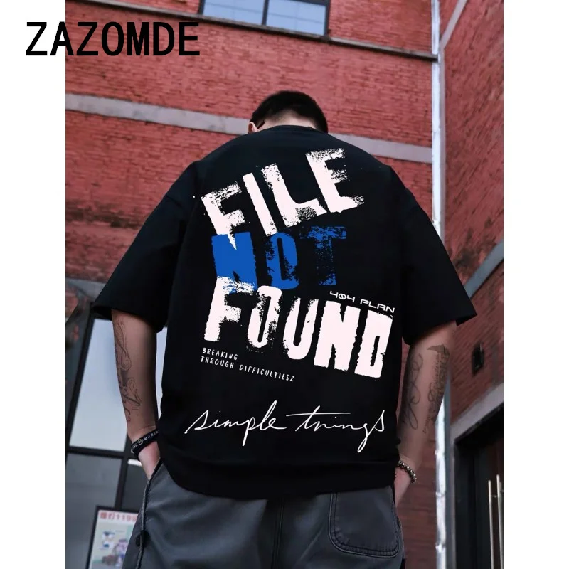 ZAZOMDE High Street Man Refined Cotton Short Sleeve T-shirts Discuss Printing T Shirts Streetwear Casual Tops Tees Unisex