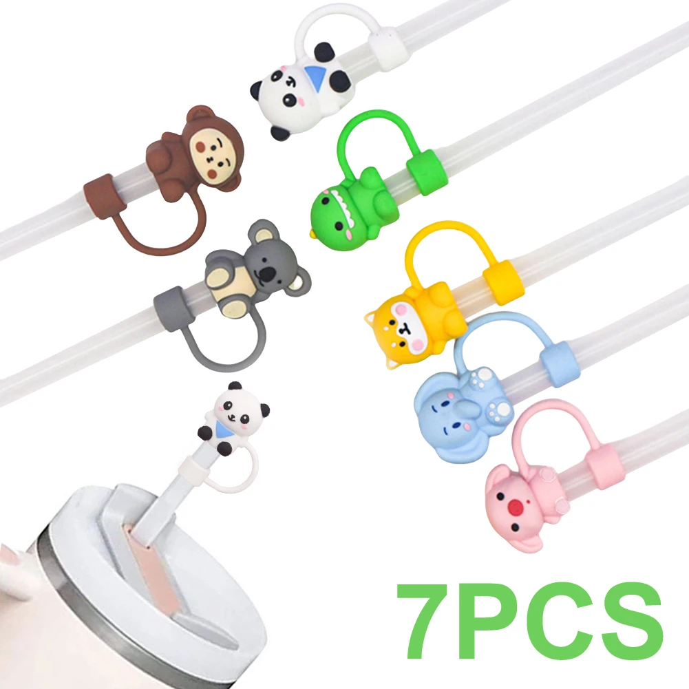 

10mm Silicone Straw Cover Cap Animal Straw Toppers Water Bottle Straw Tips Spill Stopper for Stanley 30/40oz Tumbler Accessories