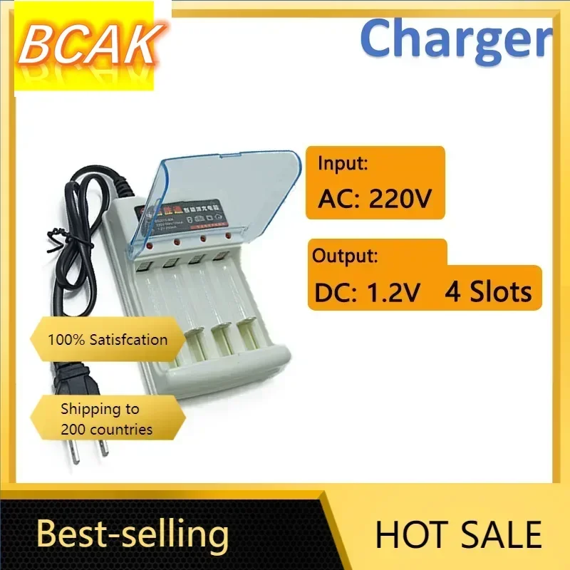 BCAK Charger1.2V4 Slots Battery Charger with LED Indicator Cover Protection for NiMH Rechargeable Battery AAA / AA Quick Charger