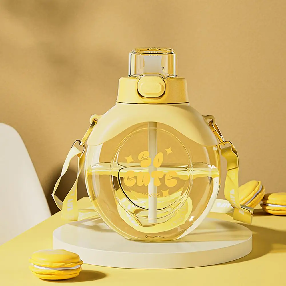 Eco-friendly Student Kettle One-button Opening Straw Bottle Leak-proof Traveling Portable Cute Drinking Jug Straw Cup  Drinks