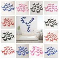 1 Set/12Pcs Three-dimensional Metal Texture Hollowed Out Butterfly Wall Stickers,Suitable for Home Decoration,PartiesAnd Other