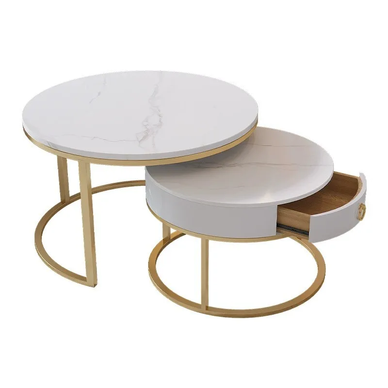 # Nordic Modern Luxury Small Coffee Table Round Coffee Table With Storage Drawer Coffee Tables Set