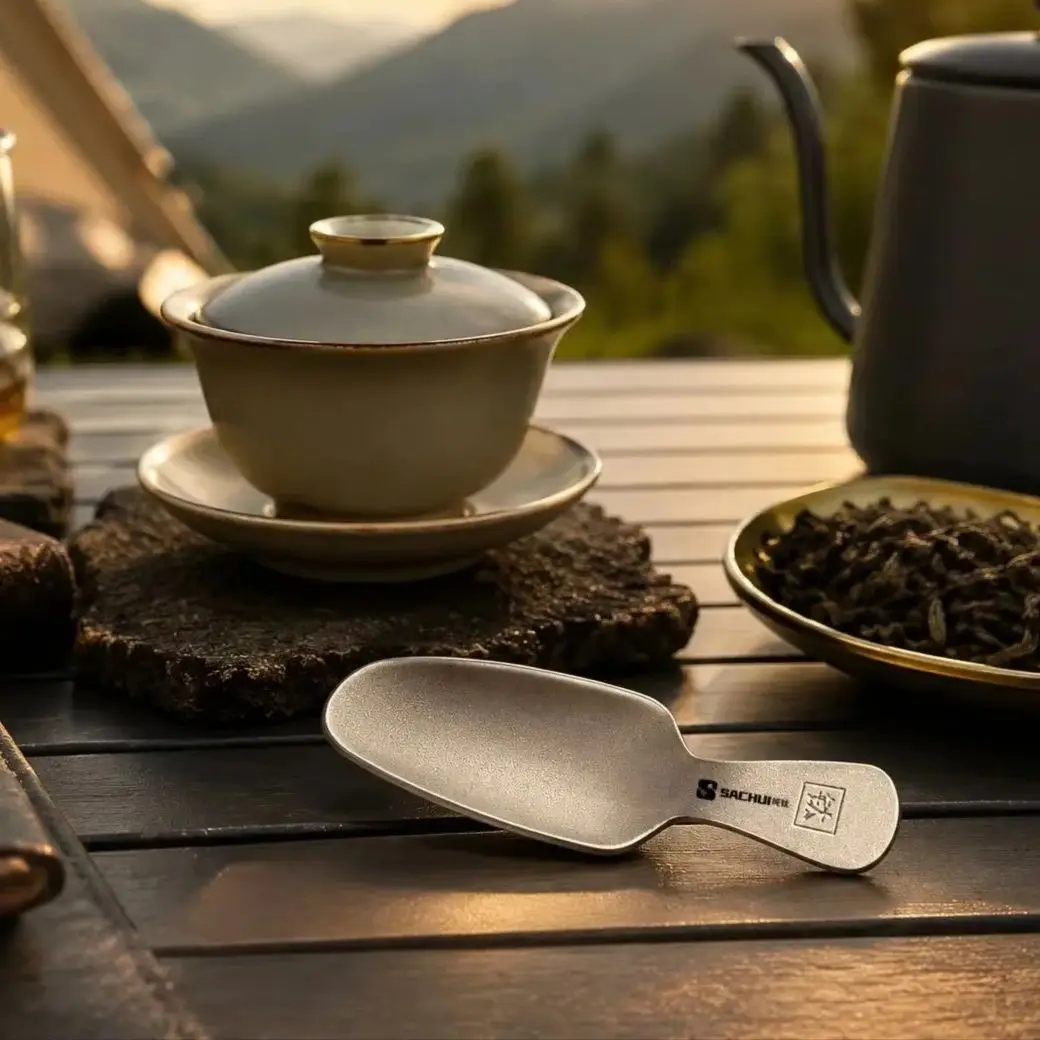 Pure Titanium Mini Teaspoon Lightweight Tea Leaf Special Tea Spoon Outdoor Household High-end Tableware Tea Set Accessories gallery 4