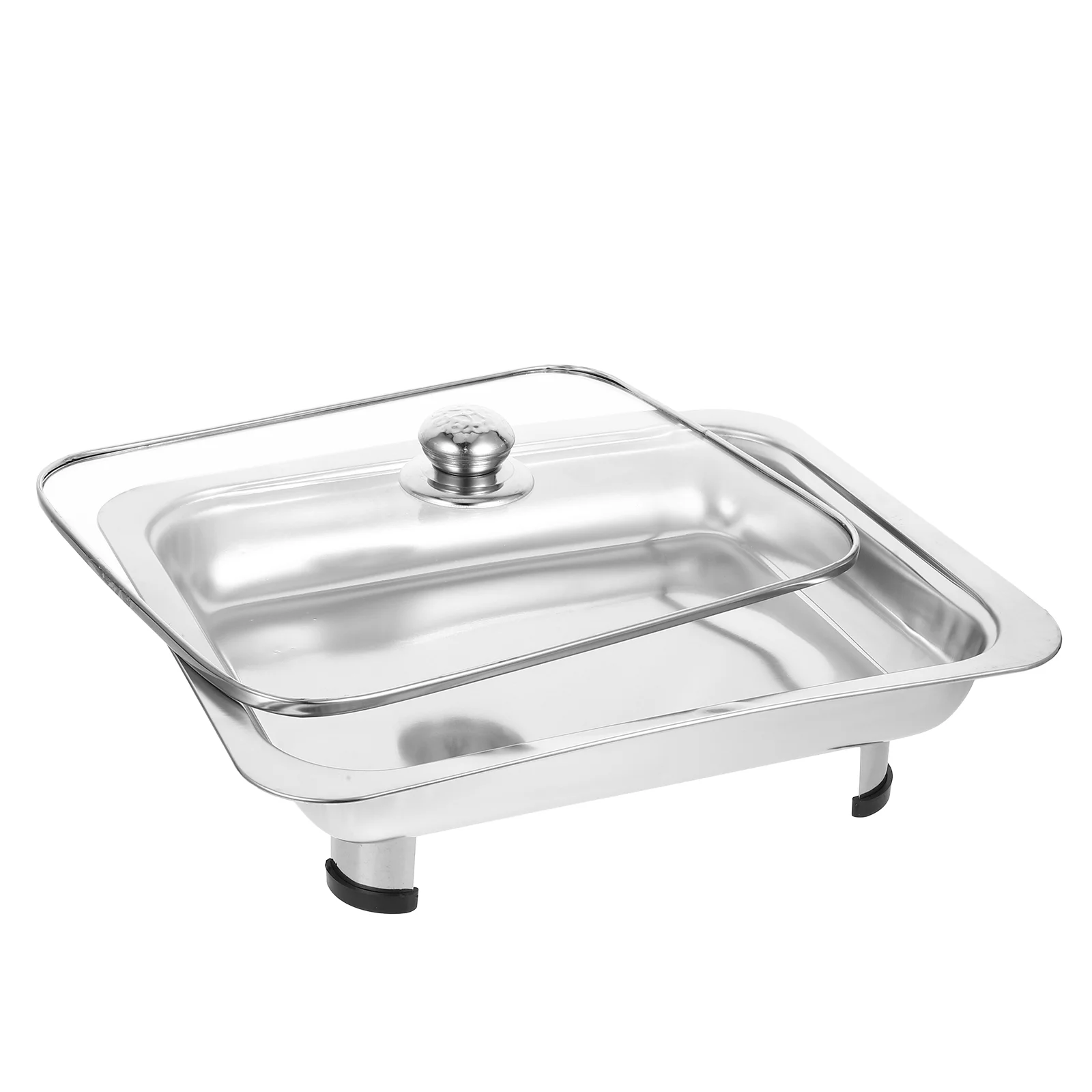 Four-Leg Buffet Chafer Tray Buffet Chafing Food Dish Warmer Pan Stainless Steel Buffet Serving Tray Rectangular Lidded Plate