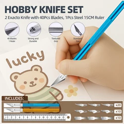 Exacto Knife Upgrade Precision Carving Craft Knife Hobby Knife Kit 40 Spare Knife Blades for Art, Scrapbooking