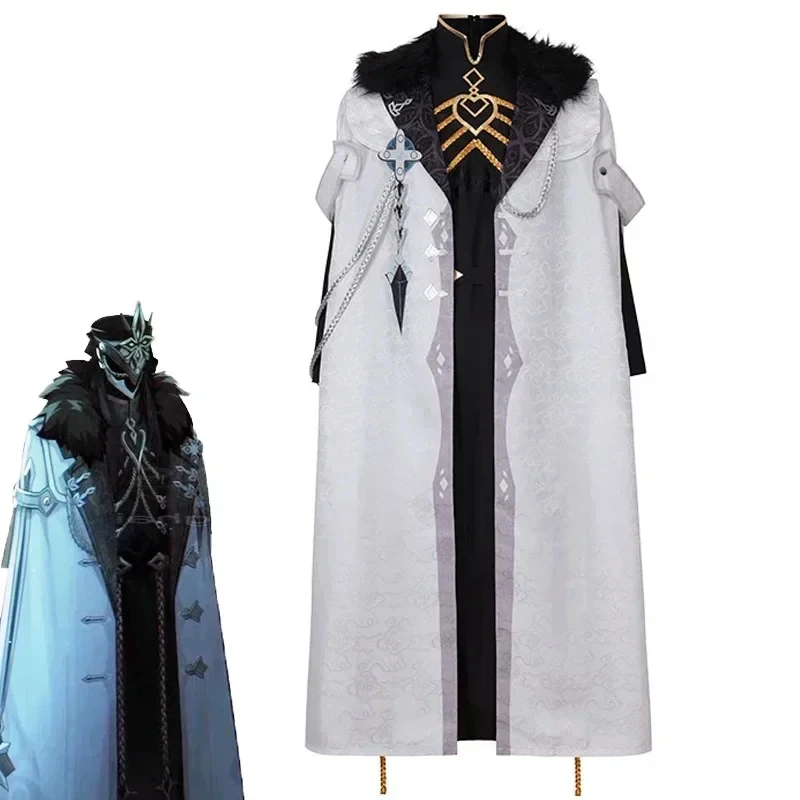 

ABC123Game Genshin Impact Fatui Harbinger The Captain Capitano Cospaly Costume Adult Unisex Cloak Uniform Suit Hallowb;6'j,k.9;a