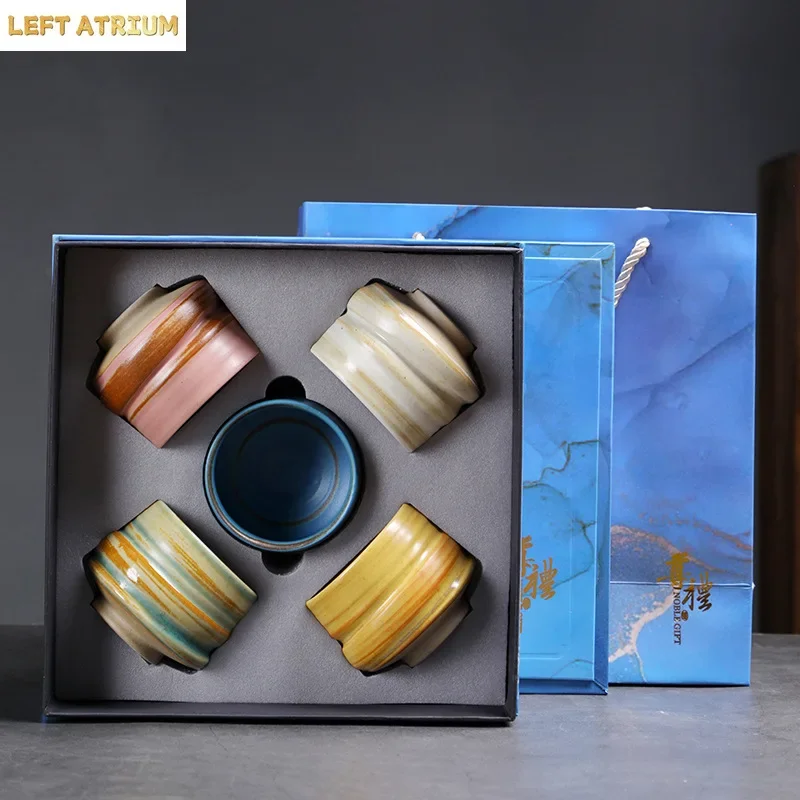 Coarse Pottery Teacup Set Ceramic Kung Fu Tea Set Retro Handmade Coffee Cup Decoration Household Goods Gift