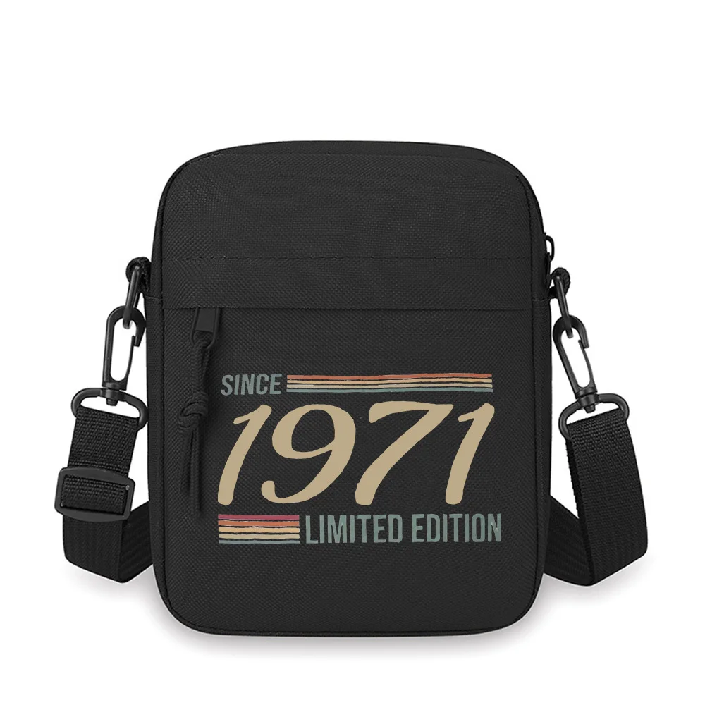 

Vintage year number anniversary design black Men Crossbody Bag Single Shoulder Women Cartoon Anime Film Printing Design Unisex