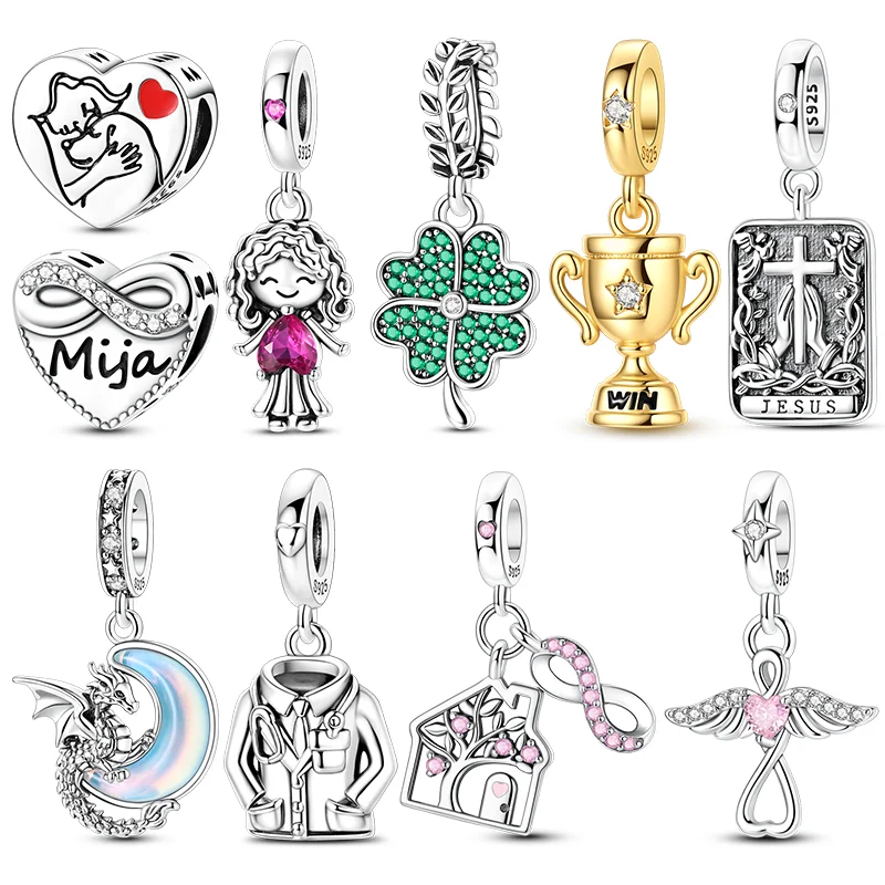Hot Sale 925 Sterling Silver Charms Beads Trophy Girl House Tree Life Dangle Fit Original Bracelet Women Jewelry Gift DIY