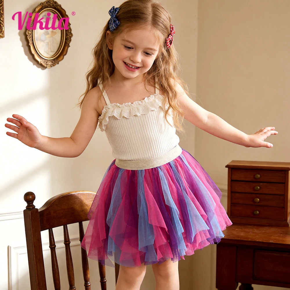 

VIKITA Girls Tutu Fluffy Skirt Toddlers Princess Ballet Dance Tulle Mesh Skirt Kids Cake Layered Pettiskirt Skirts Kids Clothes