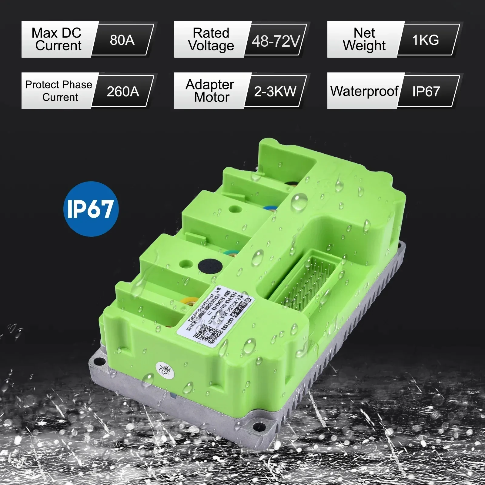 48-72V 80A 3000W E-bike Motorcycle Controller Fardrive ND72260 Sine Wave Controller Programmable With Bluetooth