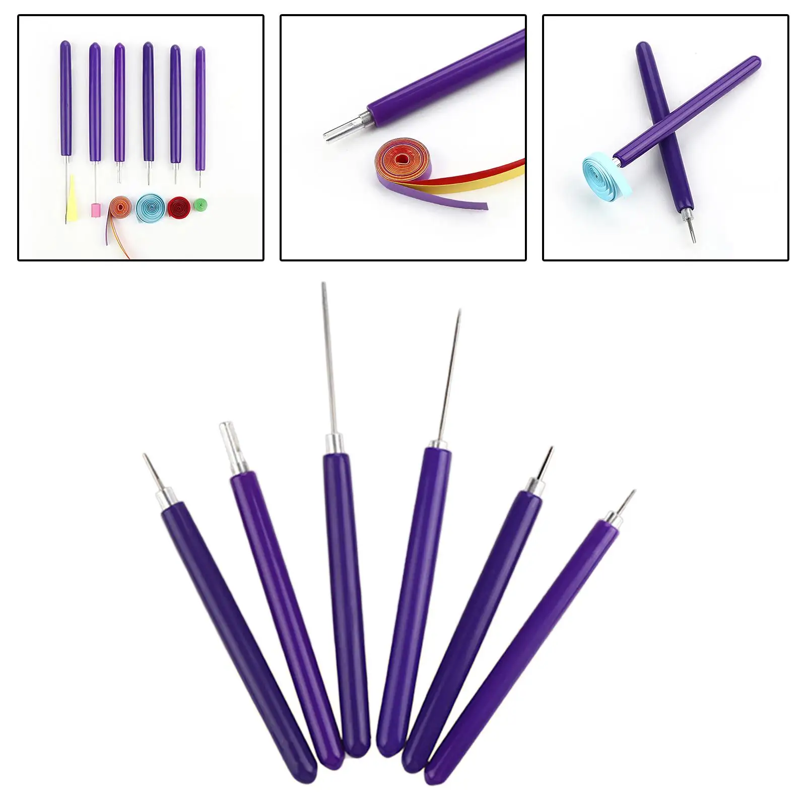 6pcs/set Slotted Flower Quilling Kit Pen Crafting DIY Different Sizes