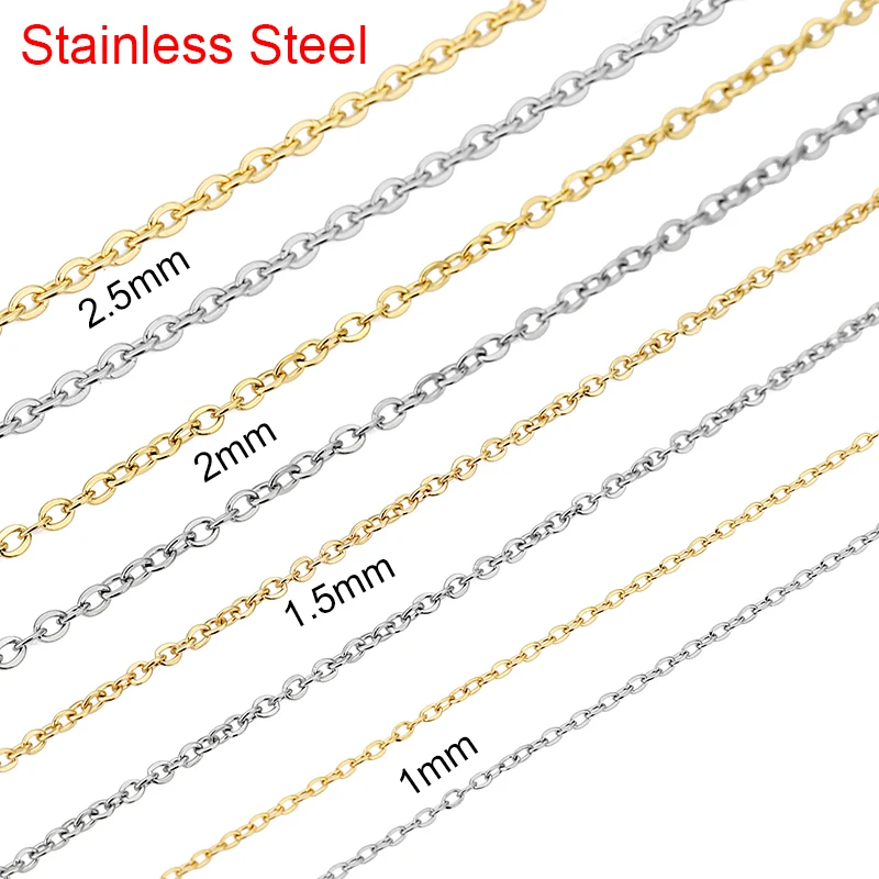 5meters PVD Never Fade Stainless Steel Necklace Chains Bulk Dia 1 1.5 2 2.5mm Bracelets Link Chains Lot for Diy Jewelry Making image 2
