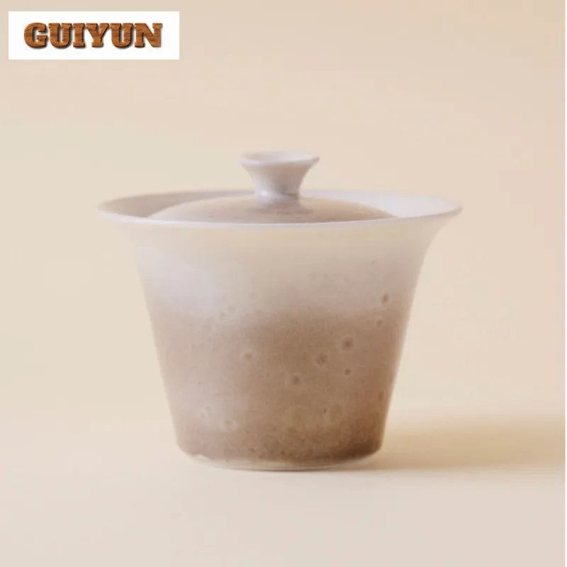 

Kiln Flambed Glazed Gaiwan Aesthetic Tea Tureen Tea Bowl With Lid Kit Brewing Cover Bowl Services Accessories Collection