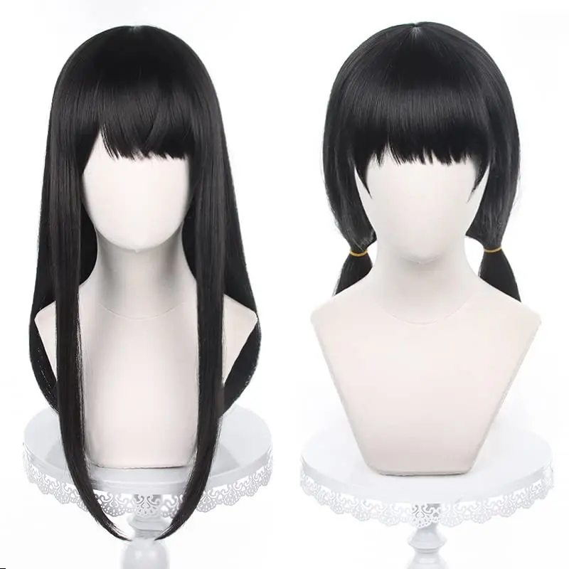 Anime Mitaka Asa noir longue perruque droite Cosplay tronçonneuse homme femme Costume résistant à la chaleur perruque de cheveux pour la fête Halloween
