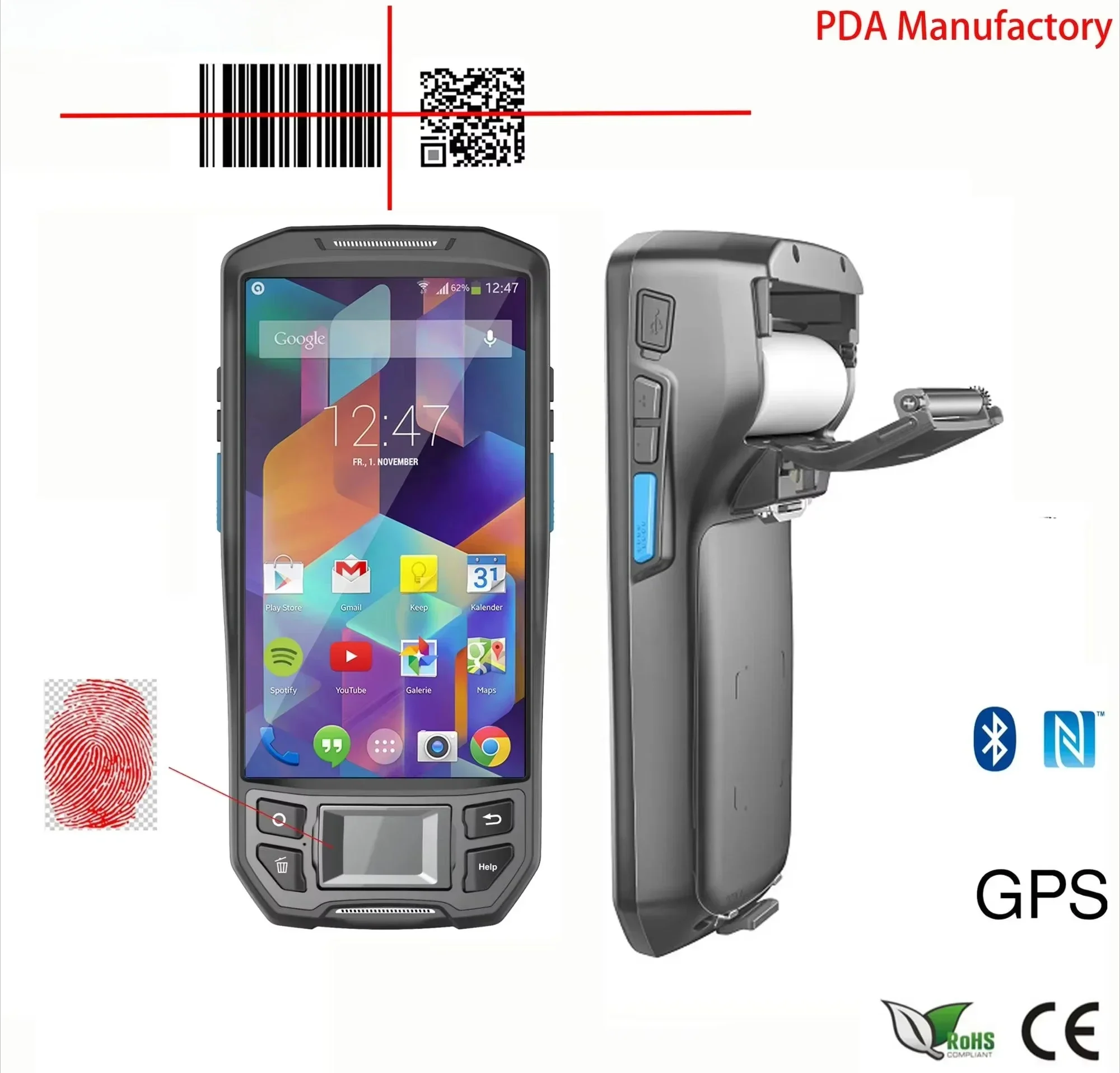 Price of Biometric Fingerprint Scanner, Wireless Portable Fingerprint Scanner Reader Printer with 4G LTE ,5.0inch Large Screen