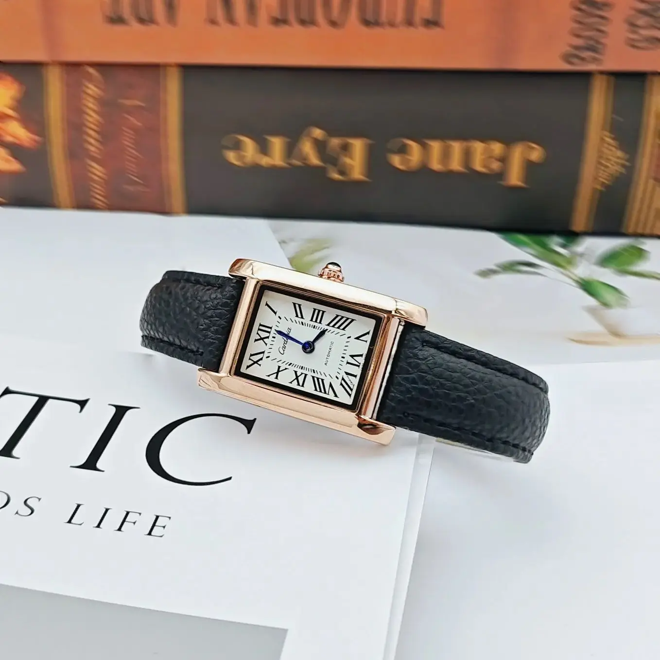 ساعة نسائية أنيقة من سلسلة Santos Tank الفاخرة، ساعة عصرية كاجوال بسيطة وأنيقة ومضادة للماء للنساء، طراز Ins، هدية عيد الحب