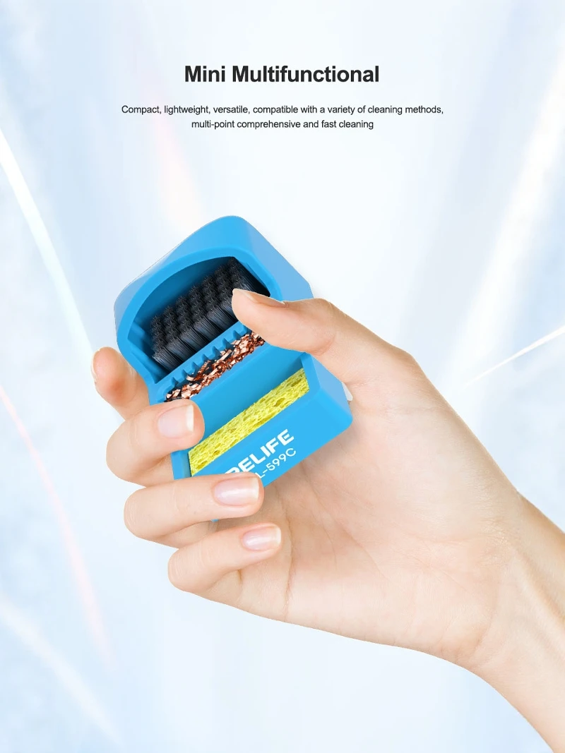 RELIFE RL-599C เครื่องมือทําความสะอาดปลายบัดกรีขนาดเล็ก 360 °   การทําความสะอาดโดยไม่ต้องมุมตาย การทําความสะอาดหัวเชื่อม ฟองน้ําแปรงเหล็ก