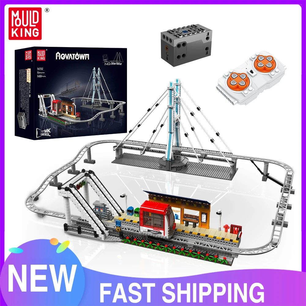 Mould King 16052 High-Tech Building Block The Remote Control Urban Railcar with Track Model STEM Brick Toys Kids Christmas Gift