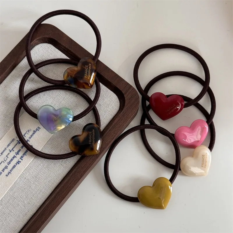 Gold Label Love Acetate Candy-Colored Hair Tie High Elastic Rubber Band Cute Sweet High Ponytail Hair String Hair Rope