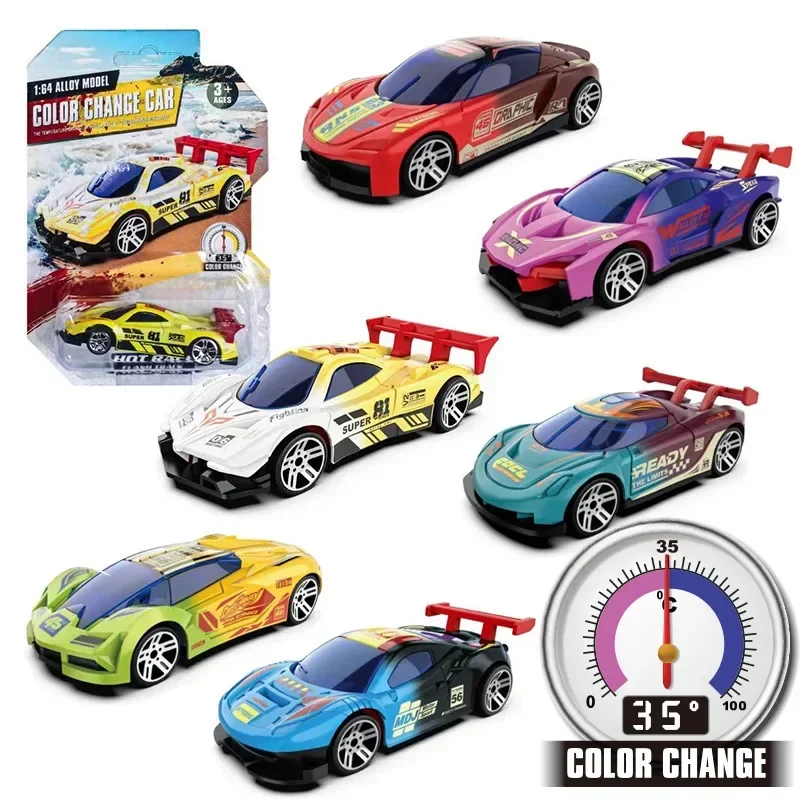 Magische Kleur Veranderende Racewagen Model 1:64 Temperatuurgevoelige Inertie Trek Auto Speelgoed Crash-Bestendig Duurzaam Jongens Gift