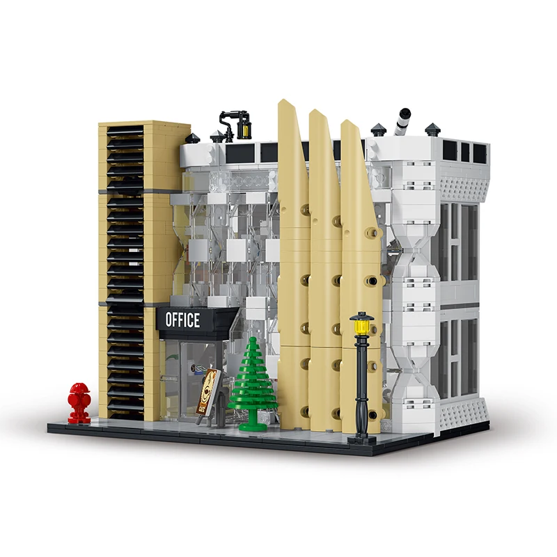 1499 Stuks Stadskantoor Modulaire Bouw Bakstenen Moc Moderne Infrastructuur Architectuur Modelblokken Diy Speelgoed Cadeau Kinderen Jongens Meisjes