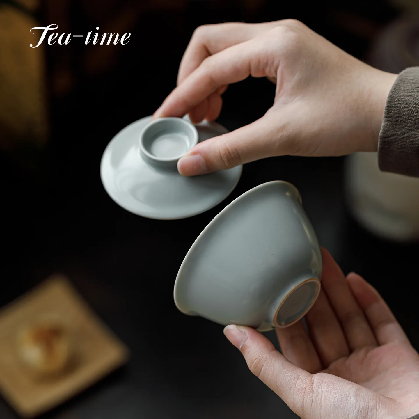 

Небесно-голубая чашка Ru Kiln Ercai Gaiwan Керамическая чаша для чая Ручная противоожоговая фарфоровая крышка Чаша Кунг-фу Чайный набор Чашки для инструментов Китайские